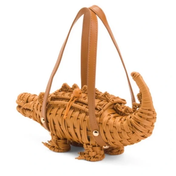 NWT- Tommy Bahama Tan Crocodile Woven Bag - Picture 2 of 7